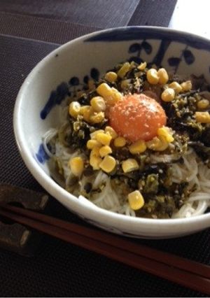簡単冷製高菜温麺(そうめんでも！)-レシピのメイン写真
