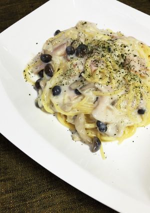 お一人さまランチ！しめじのクリームパスタ-レシピのメイン写真