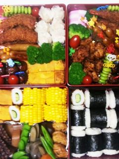 2015春大人5人子供4人分運動会弁当-レシピのメイン写真