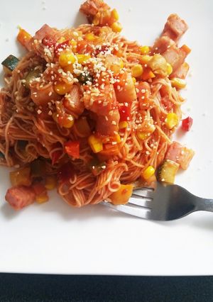 アレンジ素麺☆トマトとベーコンのパスタ風-レシピのメイン写真