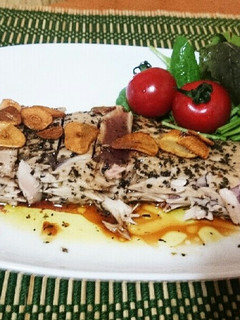 マグロステーキ・にんにくバジル・父の日に-レシピのメイン写真