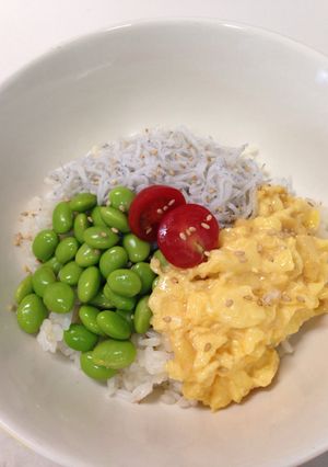 夏向き！じゃこ・枝豆・たまごの3色丼-レシピのメイン写真