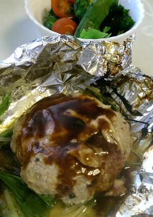 両面焼きグリルでハンバーグのホイル焼き-レシピのメイン写真