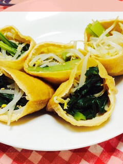 余り物で♪*もやしと青梗菜の稲荷*-レシピのメイン写真