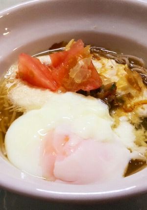 とろろそば　野菜と温玉のせ　-レシピのメイン写真
