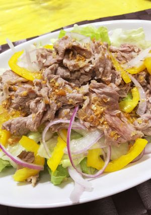 牛薄切り肉で、ローストビーフ風サラダ-レシピのメイン写真