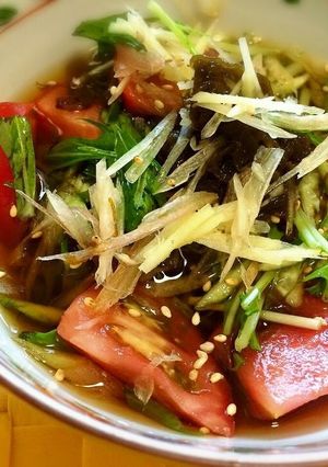 もずくで薬味たっぷりダイエットソーメン♪-レシピのメイン写真