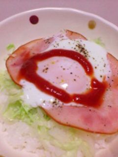 レンジで簡単♬ とろ~りハムエッグ丼♬-レシピのメイン写真