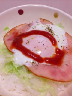 レンジで簡単♬ とろ~りハムエッグ丼♬-レシピのメイン写真