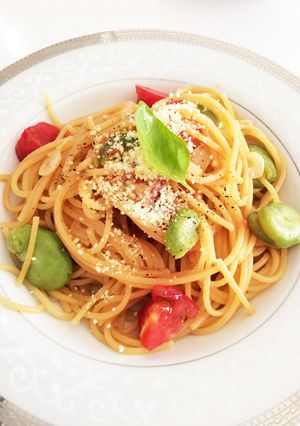 そら豆とトマトパスタ-レシピのメイン写真