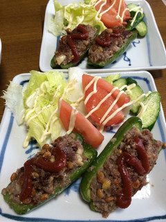 ピーマンの肉と納豆詰め-レシピのメイン写真