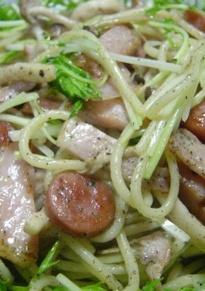 サラダ水菜のマヨスパ-レシピのメイン写真