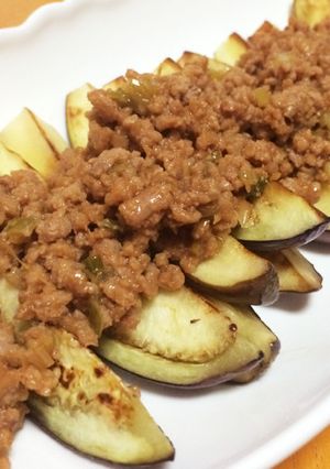 【焼きナスの肉味噌がけ】-レシピのメイン写真