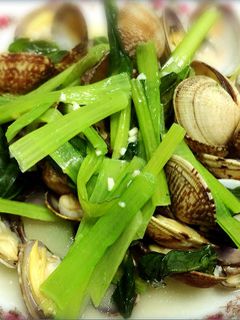 簡単!青菜とあさりのにんにく炒め-レシピのメイン写真