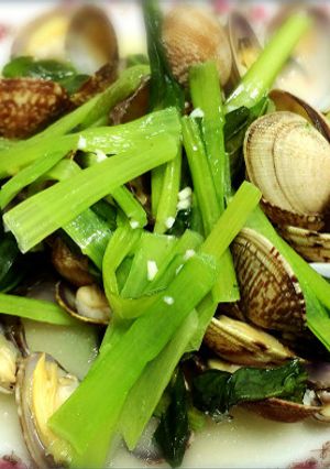 簡単！青菜とあさりのにんにく炒め-レシピのメイン写真