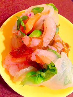 お刺身サーモンとエビの海鮮生春巻き♡-レシピのメイン写真