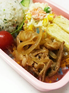 お弁当に豚細切れ肉の甘いケチャップ炒め-レシピのメイン写真