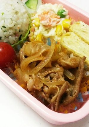 お弁当に豚細切れ肉の甘いケチャップ炒め-レシピのメイン写真