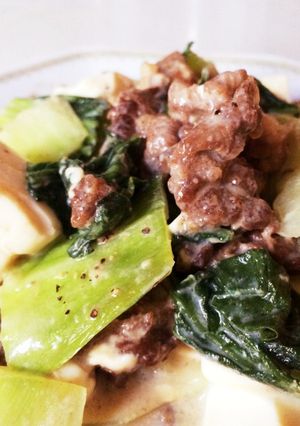 牛こま・チンゲン菜・豆腐★簡単ふわとろ煮-レシピのメイン写真
