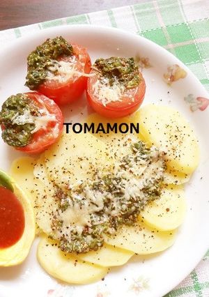簡単ヘルシー✿バジルチーズポテトとまと-レシピのメイン写真