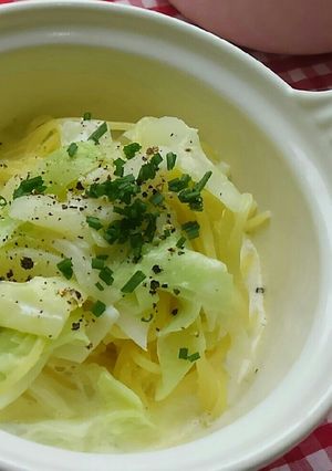 水戻しスパゲティ★キャベツクリームスパ-レシピのメイン写真