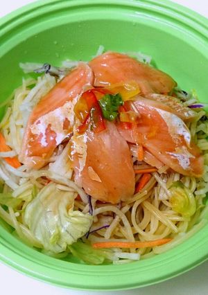 レンジで簡単❗サーモンと野菜の冷製パスタ-レシピのメイン写真