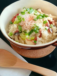 和風だしの長ねぎときのこのチーズリゾット-レシピのメイン写真
