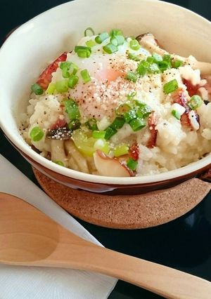 和風だしの長ねぎときのこのチーズリゾット-レシピのメイン写真