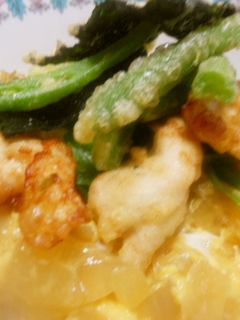 玉葱丼 いんげんの天ぷらのせ-レシピのメイン写真