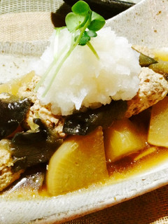 とろっと茄子と鶏挽肉ネギ団子のおろしのせ-レシピのメイン写真