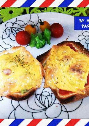 朝食に→空豆あん・トマト・チーズトースト-レシピのメイン写真