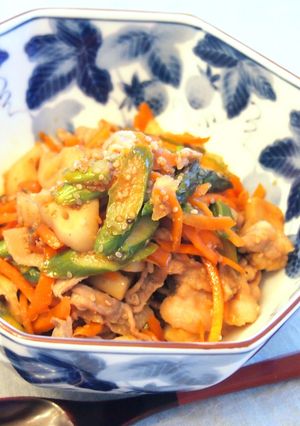 ごま香る！春野菜とお肉の炒め物-レシピのメイン写真