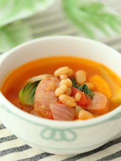 いんげんまめとお野菜の具沢山トマトスープ-レシピのメイン写真