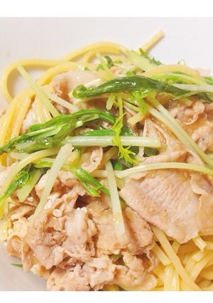 水菜と豚肉のみぞれパスタ-レシピのメイン写真