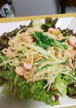 水菜と鮭のサラダパスタ-レシピのメイン写真
