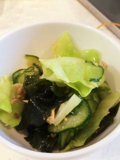 キャベツ、胡瓜、わかめの和えもの-レシピのメイン写真