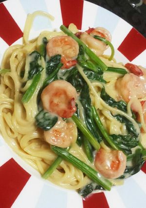 海老とほうれん草のクリームパスタ-レシピのメイン写真