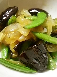 絹さやと茄子と新玉ねぎの焼き肉のたれ炒め-レシピのメイン写真