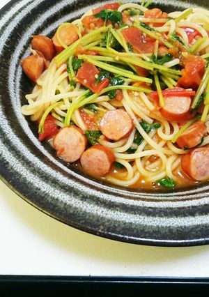 節約☆豆苗とトマトのパスタ-レシピのメイン写真