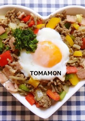 ルール健康フライパン✿キーマカレー温泉卵-レシピのメイン写真
