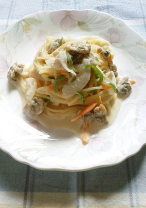 あさりの水煮缶で冷たいスープパスタ♪-レシピのメイン写真