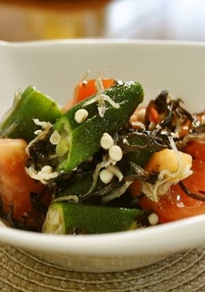 オクラとトマトの塩昆布じゃこ和え-レシピのメイン写真
