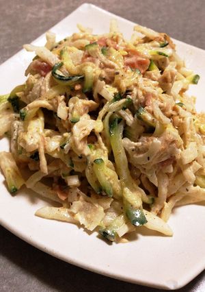 大根ズッキーニササミの梅鰹マヨ和え-レシピのメイン写真