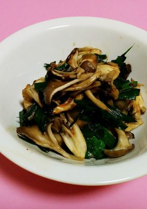 【簡単・5分】にらと舞茸のこってり炒め-レシピのメイン写真
