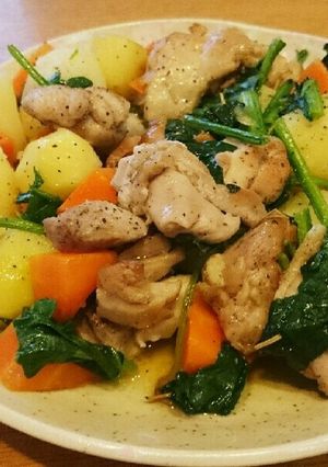 鶏モモ香草焼きジャガイモ・あまり野菜添え-レシピのメイン写真