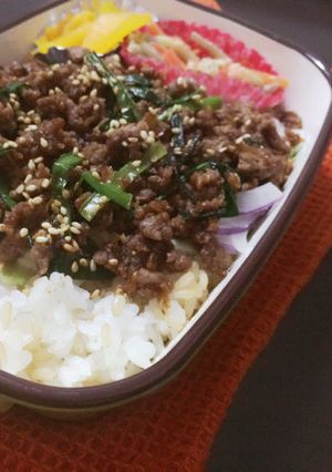 簡単！肉味噌ご飯【時短お弁当】-レシピのメイン写真