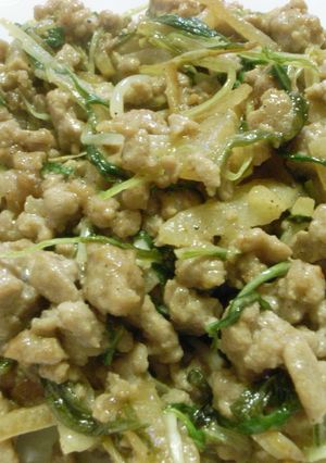 洋風？　大根ひき肉水菜のマヨ醤油炒め-レシピのメイン写真