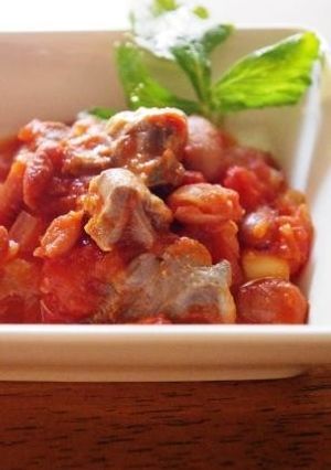 砂肝と豆のトマト煮　ココナッツオイルで-レシピのメイン写真