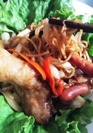 簡単！豚バラのっけもり焼きそば-レシピのメイン写真