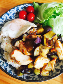 茄子と鶏肉のピリ辛炒めワンプレートランチ-レシピのメイン写真